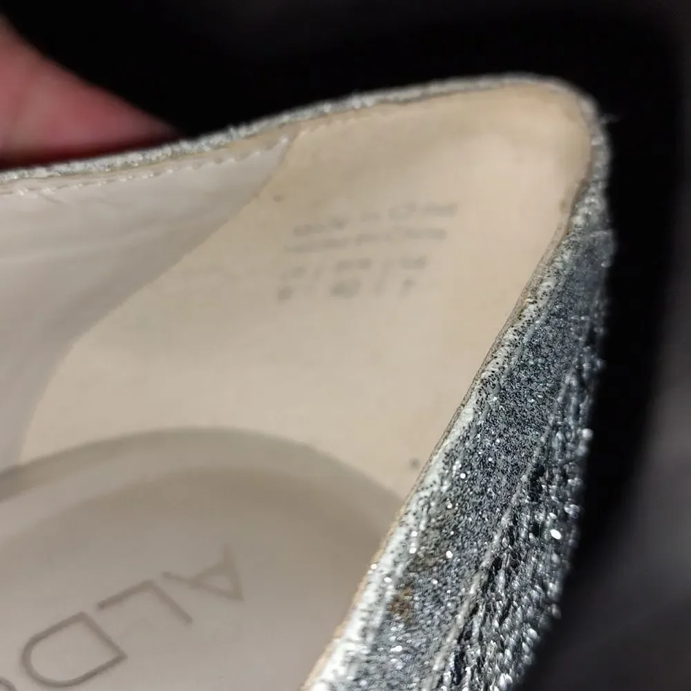 Aldo silver glimmering holiday  Christmas party sexy platform heels Sz 9